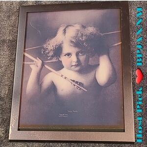 "Cupid AWAKE"  Angel Hanging Picture by M. B Parkinson 1897 Antique